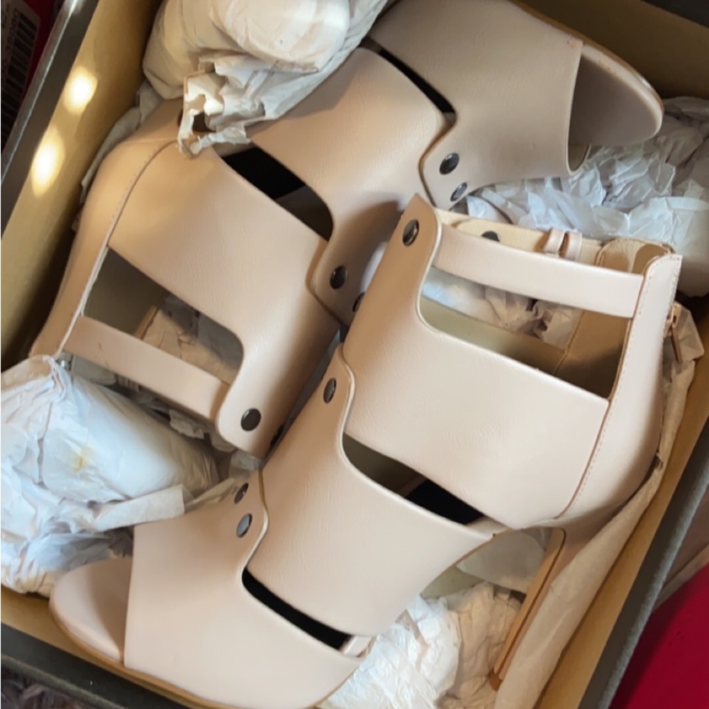 Nude (Cream) Cut Out Heeled Sandals